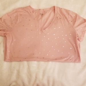 Pink t-shirt with rose gold stars
